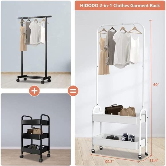 Storage & Organization | White Clothing Rack Portable Garment Rack ...
